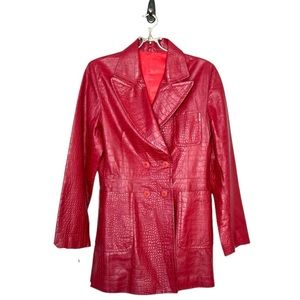 La Pelle Sulla Pelle Marco Wome's Italian Red Leather Coat Size 44 (Medi…